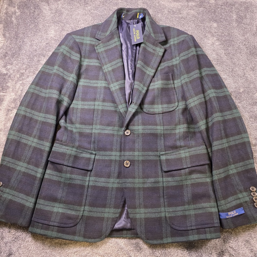 Polo Ralph‎ Lauren Blackwatch Tartan Plaid Jacket Mens 38R Blazer Wool Blend